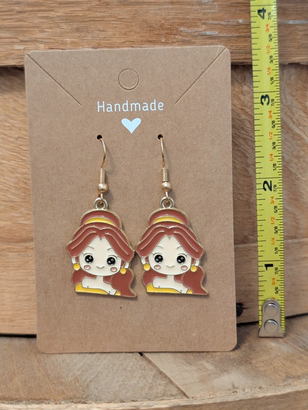 Disney's Beauty And The Beast Belle Enamel Metal Earrings NEW